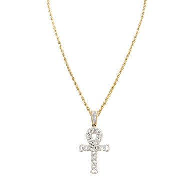Diamond Ankh Pendant in 10k Two Tone Gold 0.70 Ctw